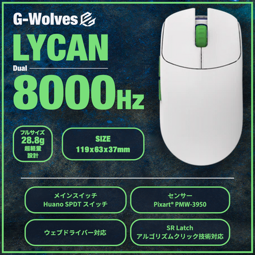 G-Wolves LYCAN WHITE 28.8g ゲーミングマウス
