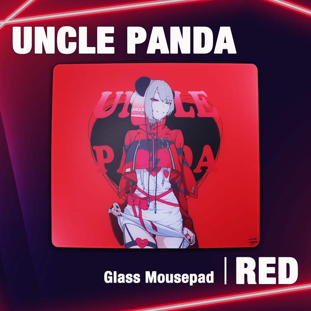 Uncle Panda RED ガラスマウスパッド