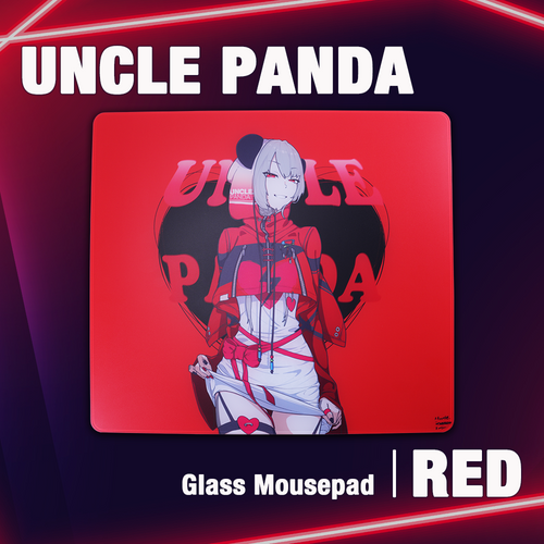 Uncle Panda RED ガラスマウスパッド