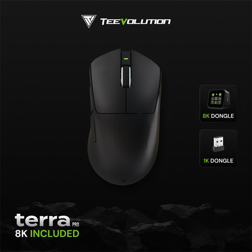 Teevolution Terra Pro Black ワイヤレス エルゴ ゲーミングマウス 8k ドングル付き
