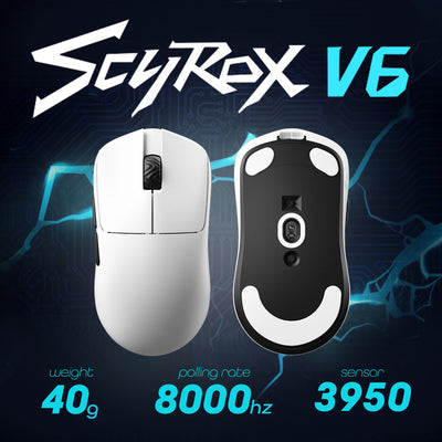 SCYROX V6 White ゲーミングマウス 8000hz 重量40g 左右対称