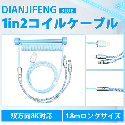 DIANJIFENG 1 in 2 BLUE コイルケーブル