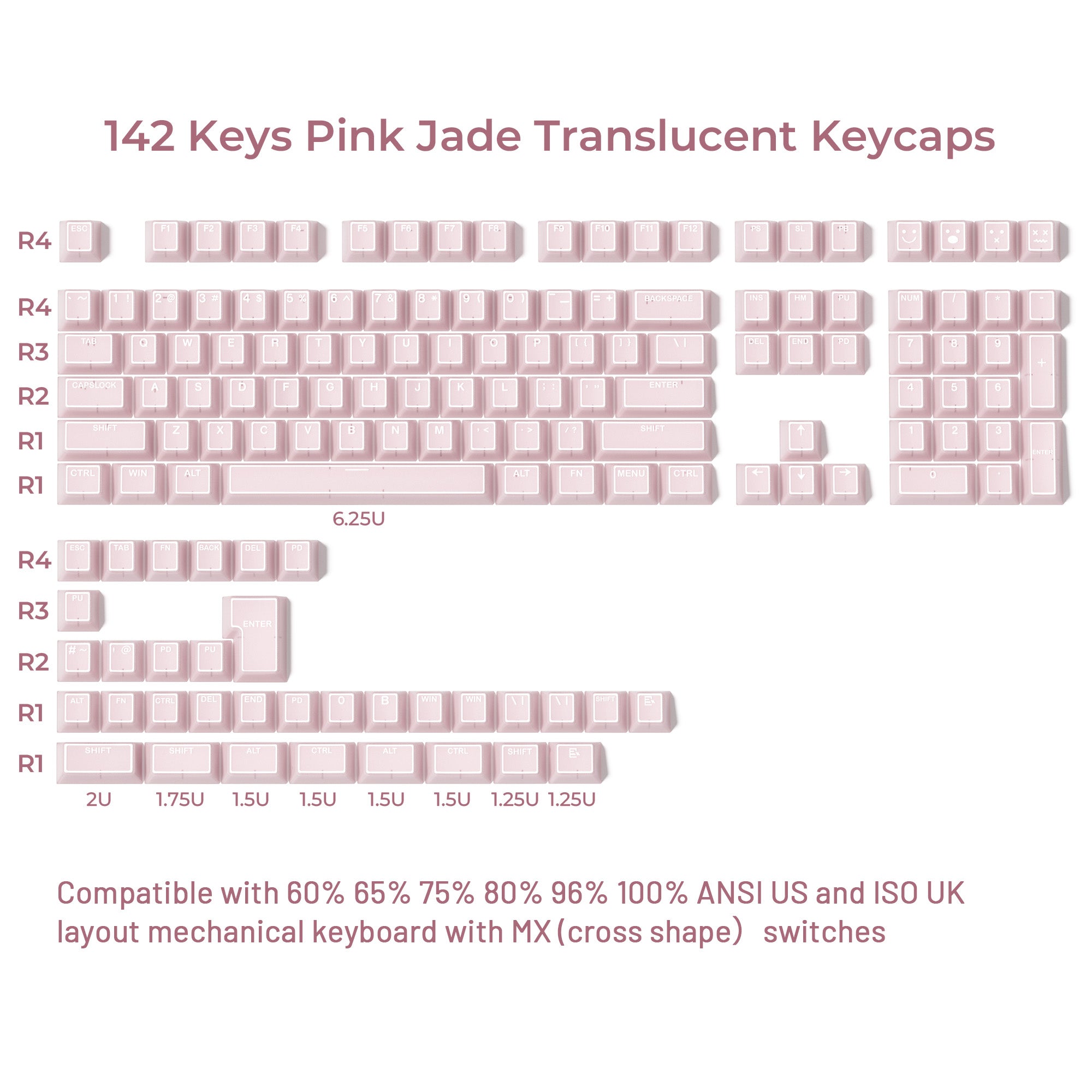 XVX PRISM Series Pink Jade 142keys キーキャップ