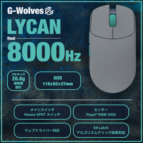 G-Wolves LYCAN GREY 28.8g ゲーミングマウス