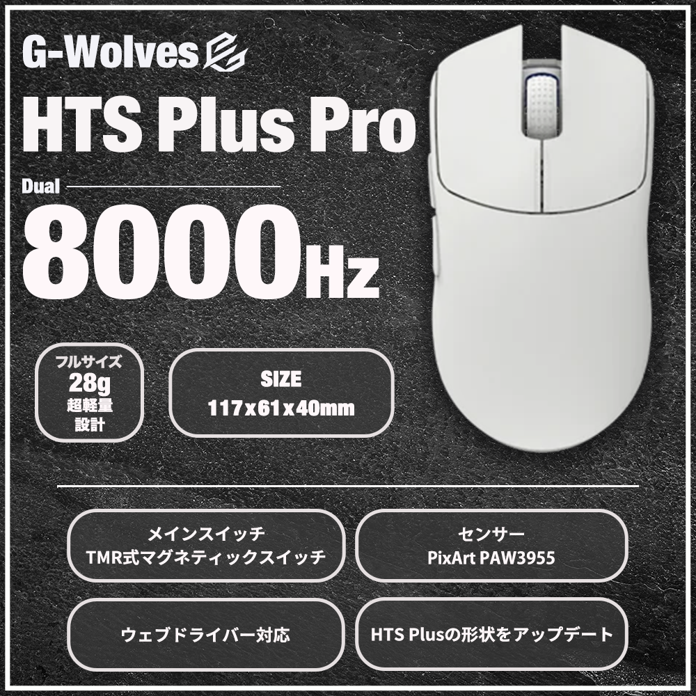 G-Wolves HTS Plus Pro White 28g ゲーミングマウス