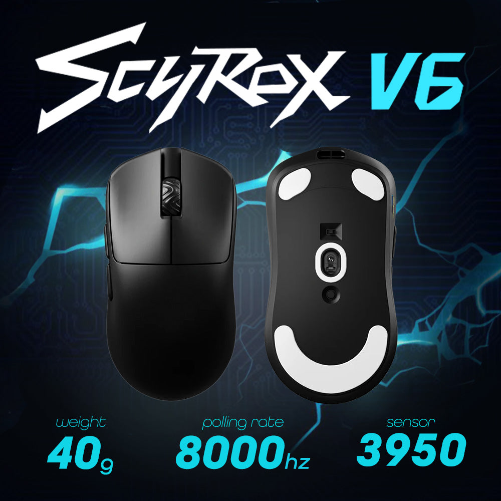 SCYROX V6 Black  ゲーミングマウス 8000hz 重量40g 左右対称