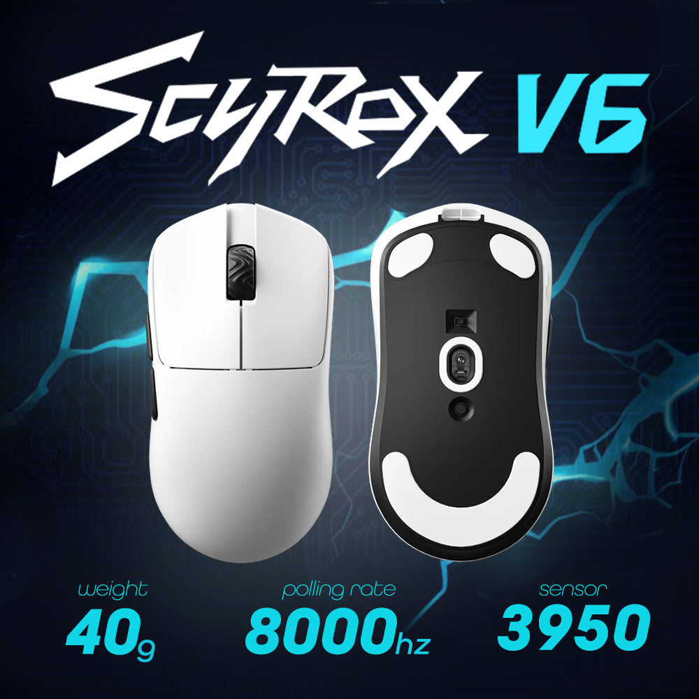 SCYROX V6 White  ゲーミングマウス 8000hz 重量40g 左右対称