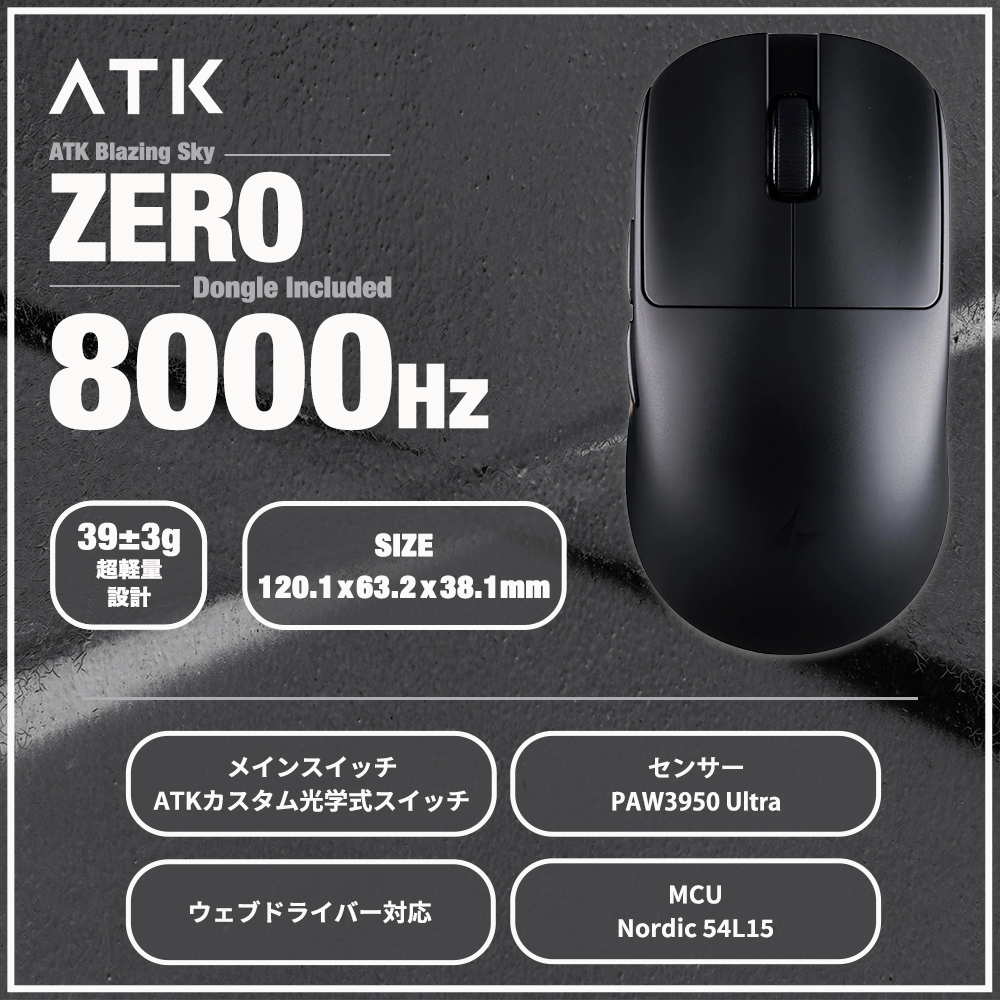 atk zero マウス　新品未開封 ATK Blazing Sky ZERO Frosted White ゲーミングマウス